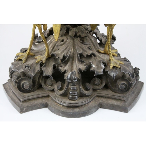 81 - Large French 19th century Five Branch Candelabra / Candelabrum, Cast Metal and Silver Plate, the sin... 