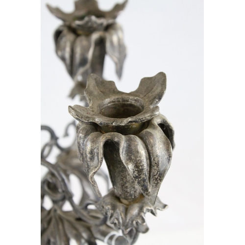 81 - Large French 19th century Five Branch Candelabra / Candelabrum, Cast Metal and Silver Plate, the sin... 