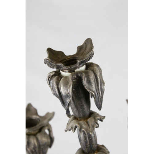 81 - Large French 19th century Five Branch Candelabra / Candelabrum, Cast Metal and Silver Plate, the sin... 