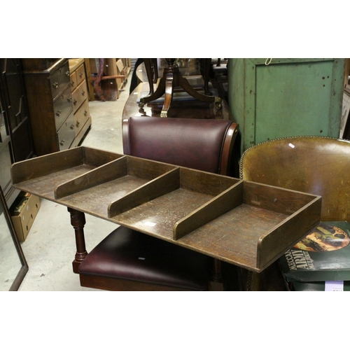 817 - Early to Mid 20th century Large Oak Four Section Filing Tray, 117cms long x 40cms deep