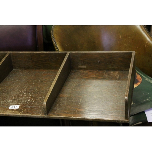 817 - Early to Mid 20th century Large Oak Four Section Filing Tray, 117cms long x 40cms deep