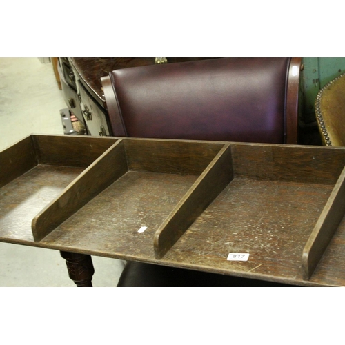 817 - Early to Mid 20th century Large Oak Four Section Filing Tray, 117cms long x 40cms deep