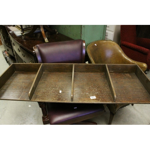 817 - Early to Mid 20th century Large Oak Four Section Filing Tray, 117cms long x 40cms deep