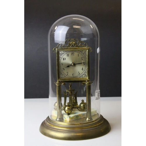 82 - Early 20th century Jahresuherenfabrik German Anniversary / Skeleton Clock, 400 day, with Glass Dome ... 