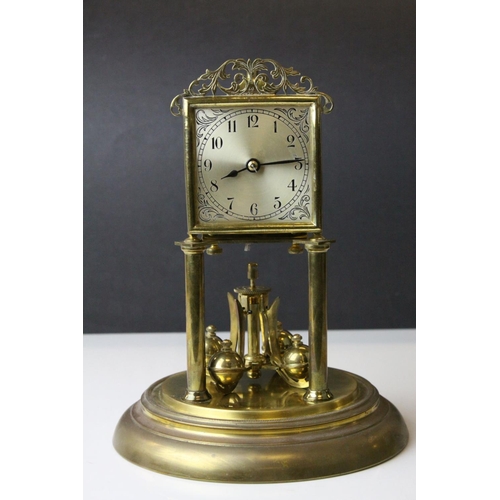 82 - Early 20th century Jahresuherenfabrik German Anniversary / Skeleton Clock, 400 day, with Glass Dome ... 