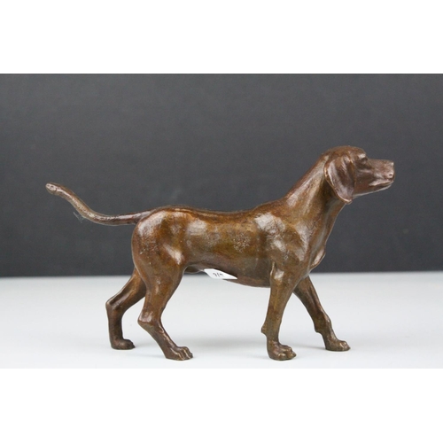 85 - Two bronze sculptured hunting hounds/dogs
