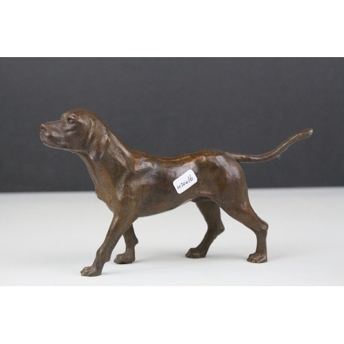 85 - Two bronze sculptured hunting hounds/dogs