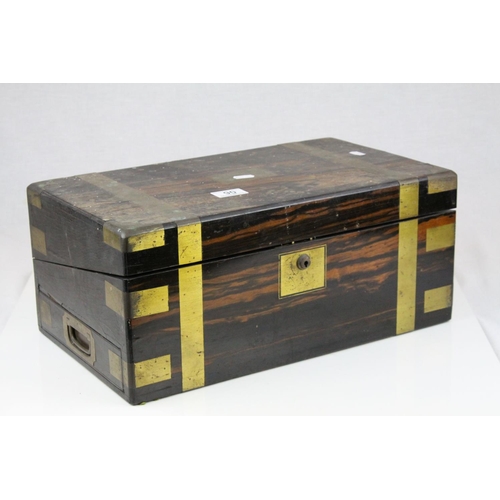 90 - 19th century Coromandel Campaign Writing Slope, brass bound with recessed handles, 45cms wide x 19cn... 