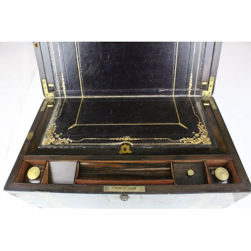 90 - 19th century Coromandel Campaign Writing Slope, brass bound with recessed handles, 45cms wide x 19cn... 
