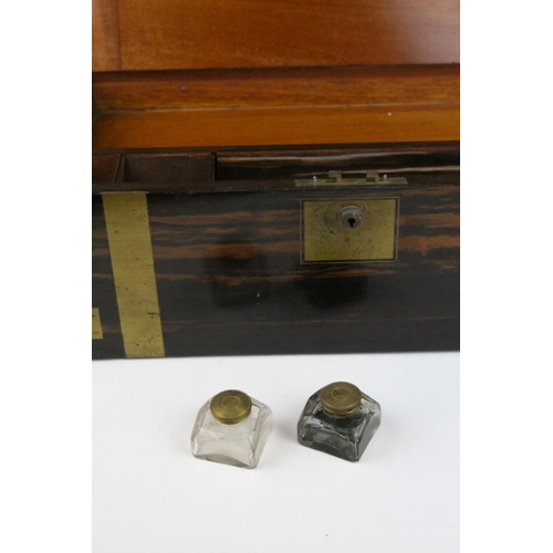 90 - 19th century Coromandel Campaign Writing Slope, brass bound with recessed handles, 45cms wide x 19cn... 