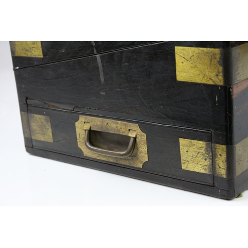 90 - 19th century Coromandel Campaign Writing Slope, brass bound with recessed handles, 45cms wide x 19cn... 