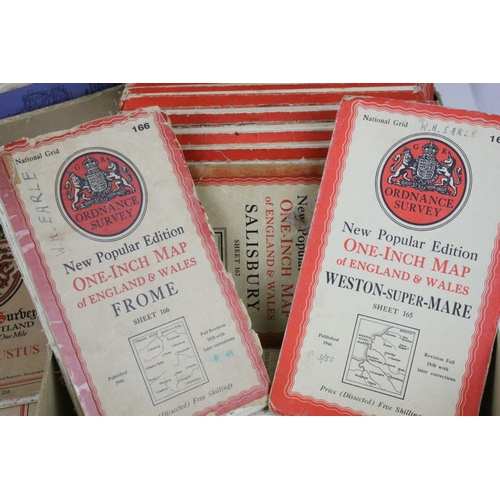 93 - Approximately 24 Folded Ordnance Survey ' New Popular Edition One-Inch Maps ' together with approxim... 
