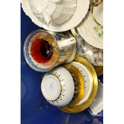 95 - Mixed Lot of Ceramics and Glassware including Belleek Cabinet Cup and Saucer, other Cabinet Cups and... 