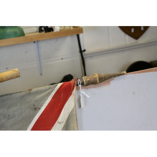 96A - Three Vintage Union Jack Flags on Poles, the largest flag 88cms x 66cms