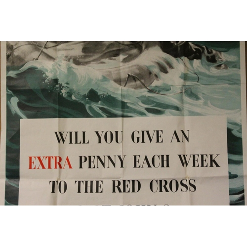 98 - Original World War II Advertising Poster - Mrs Churchill's Red Cross ' Aid to Russia Fund '  ' Will ... 