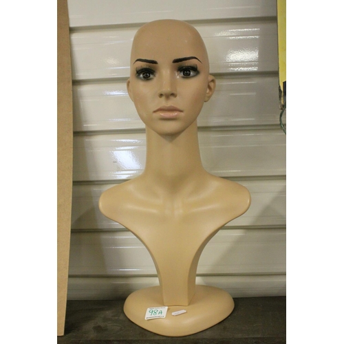 98A - Female Head and Shoulders Shop Display Mannequin, 52cms high
