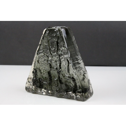 2 - Geoffrey Baxter for Whitefriars, a textured glass 'Pyramid' vase, of pewter colour, No.9674, h.18cm.