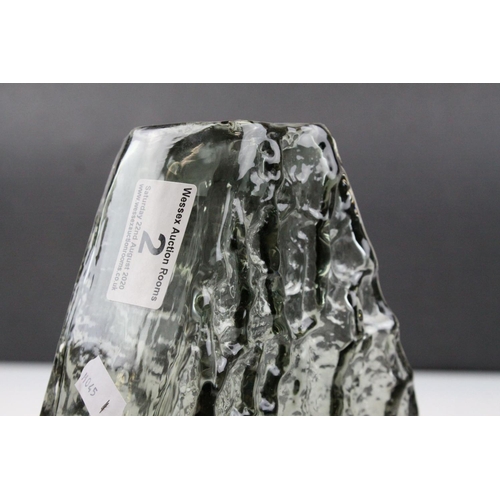 2 - Geoffrey Baxter for Whitefriars, a textured glass 'Pyramid' vase, of pewter colour, No.9674, h.18cm.