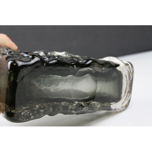 2 - Geoffrey Baxter for Whitefriars, a textured glass 'Pyramid' vase, of pewter colour, No.9674, h.18cm.