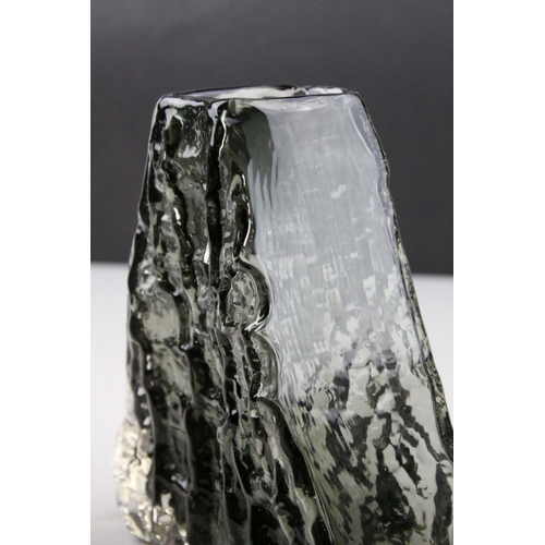 2 - Geoffrey Baxter for Whitefriars, a textured glass 'Pyramid' vase, of pewter colour, No.9674, h.18cm.
