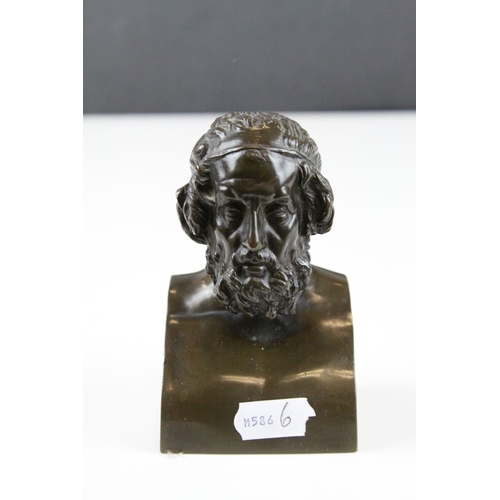 64 - Small Bronze Bust of a Greek Philosopher inscribed to back ' F. Barbedienne. Foundeur ', h.11cms