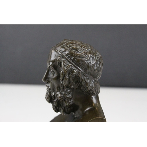 64 - Small Bronze Bust of a Greek Philosopher inscribed to back ' F. Barbedienne. Foundeur ', h.11cms