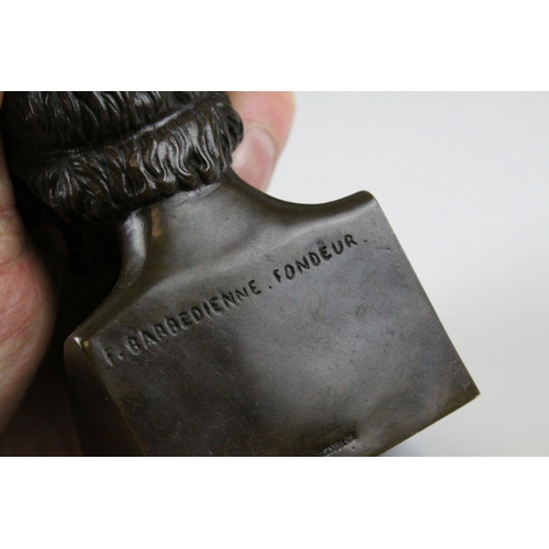64 - Small Bronze Bust of a Greek Philosopher inscribed to back ' F. Barbedienne. Foundeur ', h.11cms