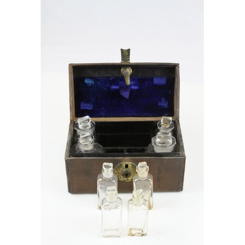 82 - Antique Leather Apothecary Case with Fitted Interior and key