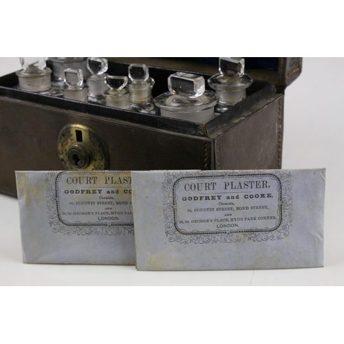 82 - Antique Leather Apothecary Case with Fitted Interior and key
