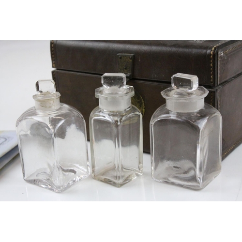 82 - Antique Leather Apothecary Case with Fitted Interior and key