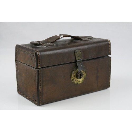 82 - Antique Leather Apothecary Case with Fitted Interior and key