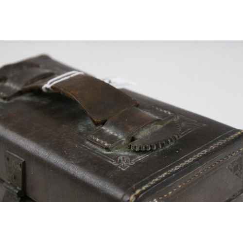 82 - Antique Leather Apothecary Case with Fitted Interior and key