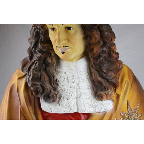 97 - Large Fibreglass Head and Shoulder Bust of James II, h.84cms