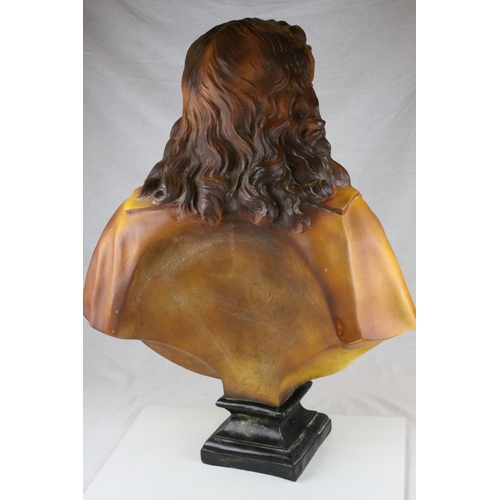 97 - Large Fibreglass Head and Shoulder Bust of James II, h.84cms