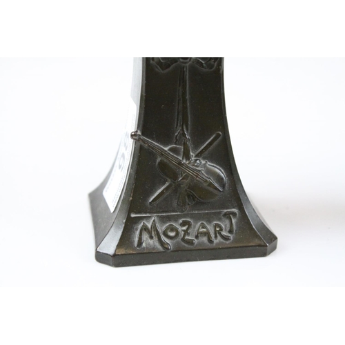 98 - Pair of Spelter Busts of Beethoven and Mozart, h.18cms