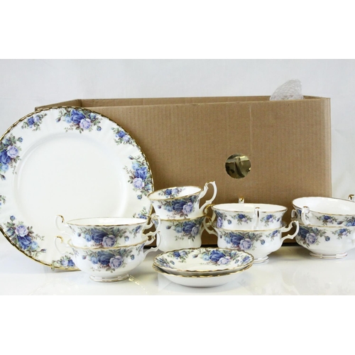107 - Royal Albert ' Moonlight Rose ' Service including Teapot, 2 milk jugs, oval serving plate, 8 dinner ... 