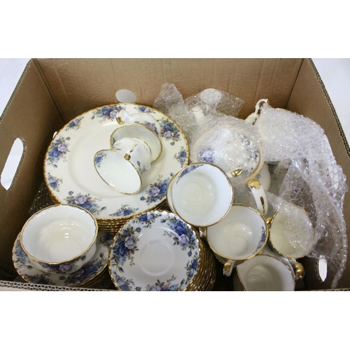 107 - Royal Albert ' Moonlight Rose ' Service including Teapot, 2 milk jugs, oval serving plate, 8 dinner ... 