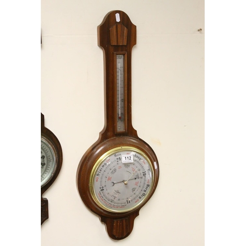 112 - A mahogany cased Shortland banjo barometer.
