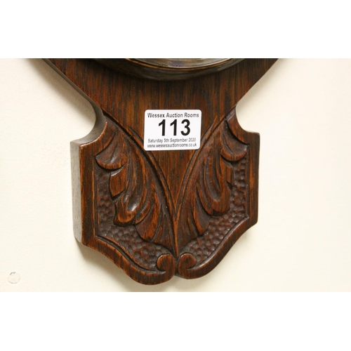 113 - An oak cased mid century banjo barometer.