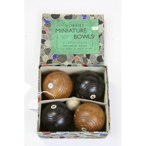 114 - Boxed Set of Hobbies Miniature Bowls comprising Four Hardwood Bowls and a Jack