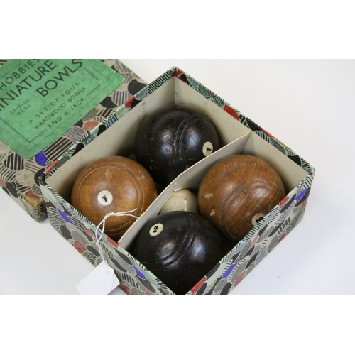 114 - Boxed Set of Hobbies Miniature Bowls comprising Four Hardwood Bowls and a Jack