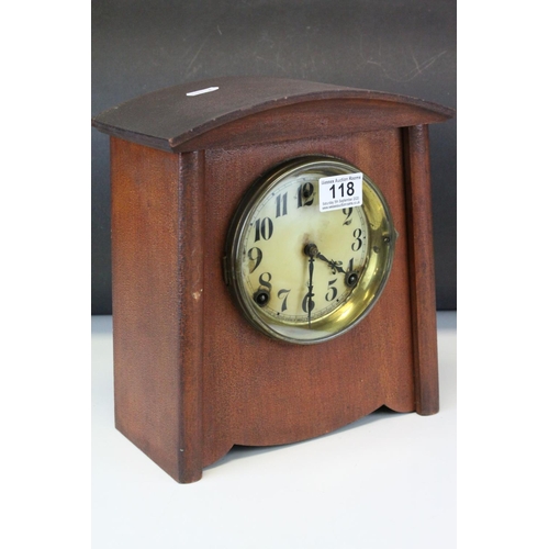 118 - Late 19th / Early 20th century American Art Nouveau Wooden Cased Mantle Clock by WM.L. Gilbert Clock... 