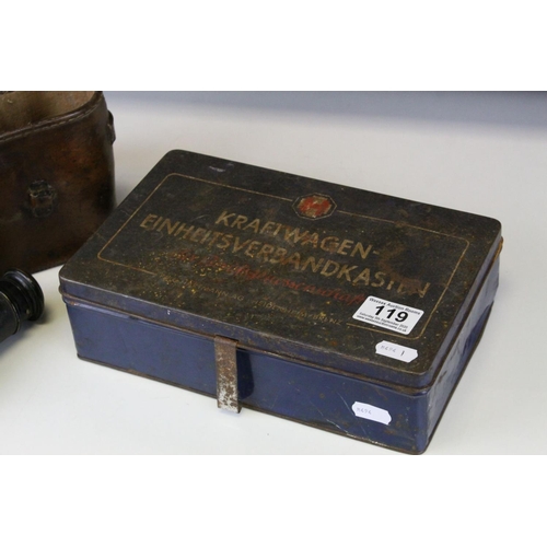 119 - Early 20th century German First Aid Tin with Contents together with a Set of Early 20th century Fiel... 