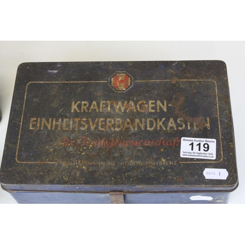 119 - Early 20th century German First Aid Tin with Contents together with a Set of Early 20th century Fiel... 