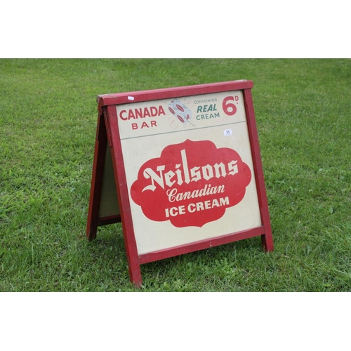 65 - Retro / Vintage Shop Display Advertising A Board, each side containing a Metal Sign ' Neilsons Canad... 