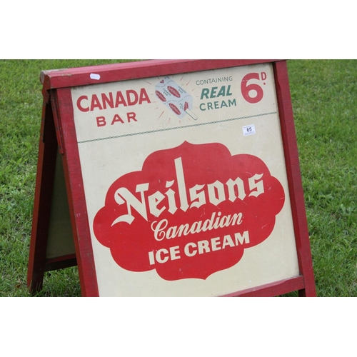 65 - Retro / Vintage Shop Display Advertising A Board, each side containing a Metal Sign ' Neilsons Canad... 