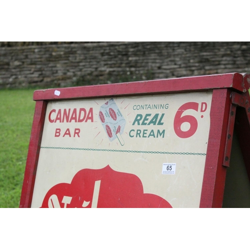 65 - Retro / Vintage Shop Display Advertising A Board, each side containing a Metal Sign ' Neilsons Canad... 
