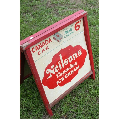 65 - Retro / Vintage Shop Display Advertising A Board, each side containing a Metal Sign ' Neilsons Canad... 