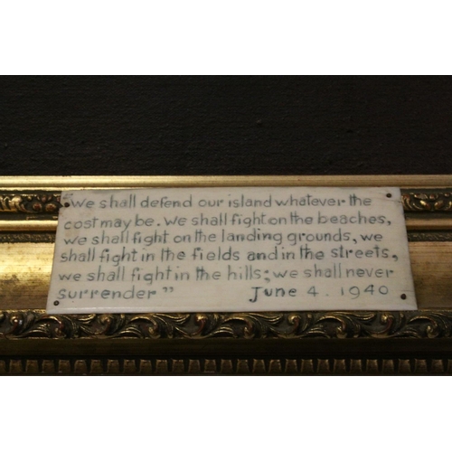 74 - George Heapy oil painting portrait of Winston Churchill with inscription plaque signed 74  70 x 54 c... 