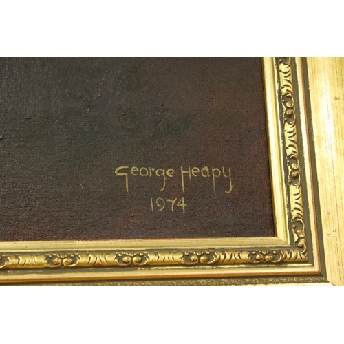 74 - George Heapy oil painting portrait of Winston Churchill with inscription plaque signed 74  70 x 54 c... 
